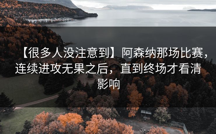 【很多人没注意到】阿森纳那场比赛，连续进攻无果之后，直到终场才看清影响